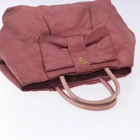 PRADA Hand Bag Nylon Pink Gold Auth - Picture 7 of 16